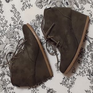 MADPAW Faux Suede Wedge Booties